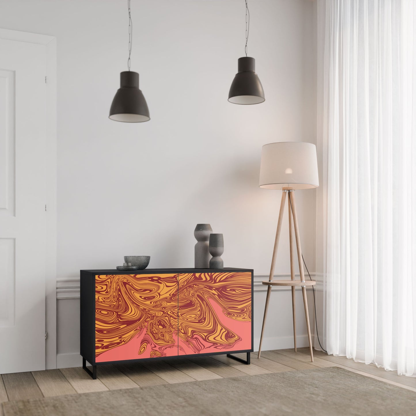 Credenza a 2 ante FLOATING THOUGHTS in finitura nera