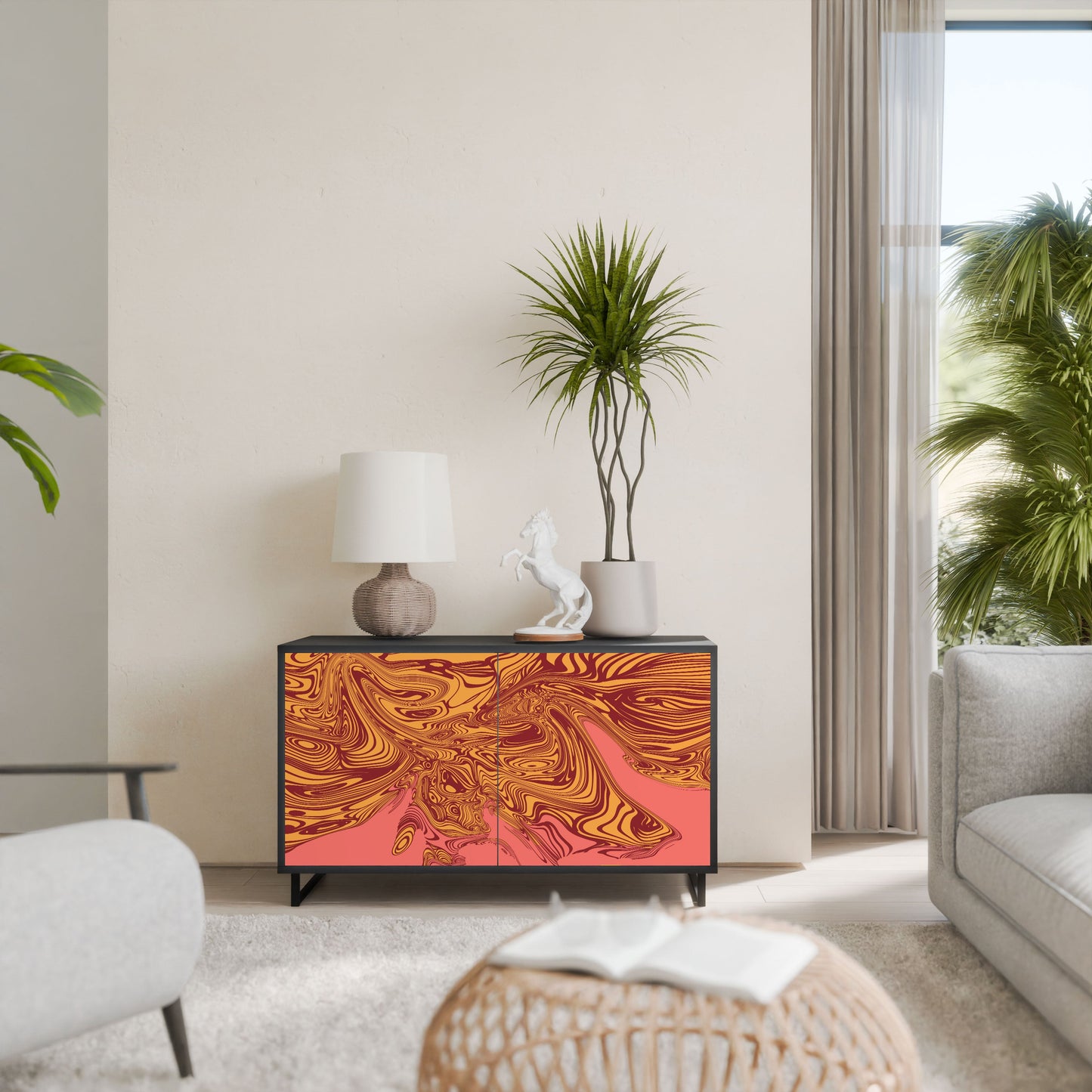 Credenza a 2 ante FLOATING THOUGHTS in finitura nera