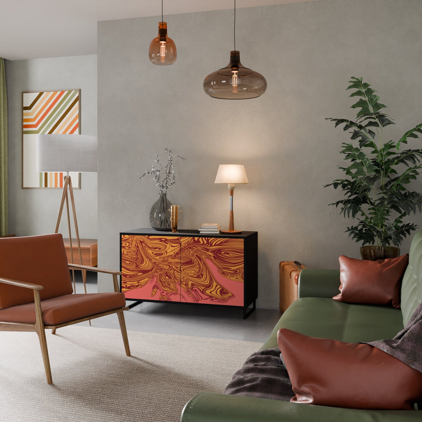 Credenza a 2 ante FLOATING THOUGHTS in finitura nera