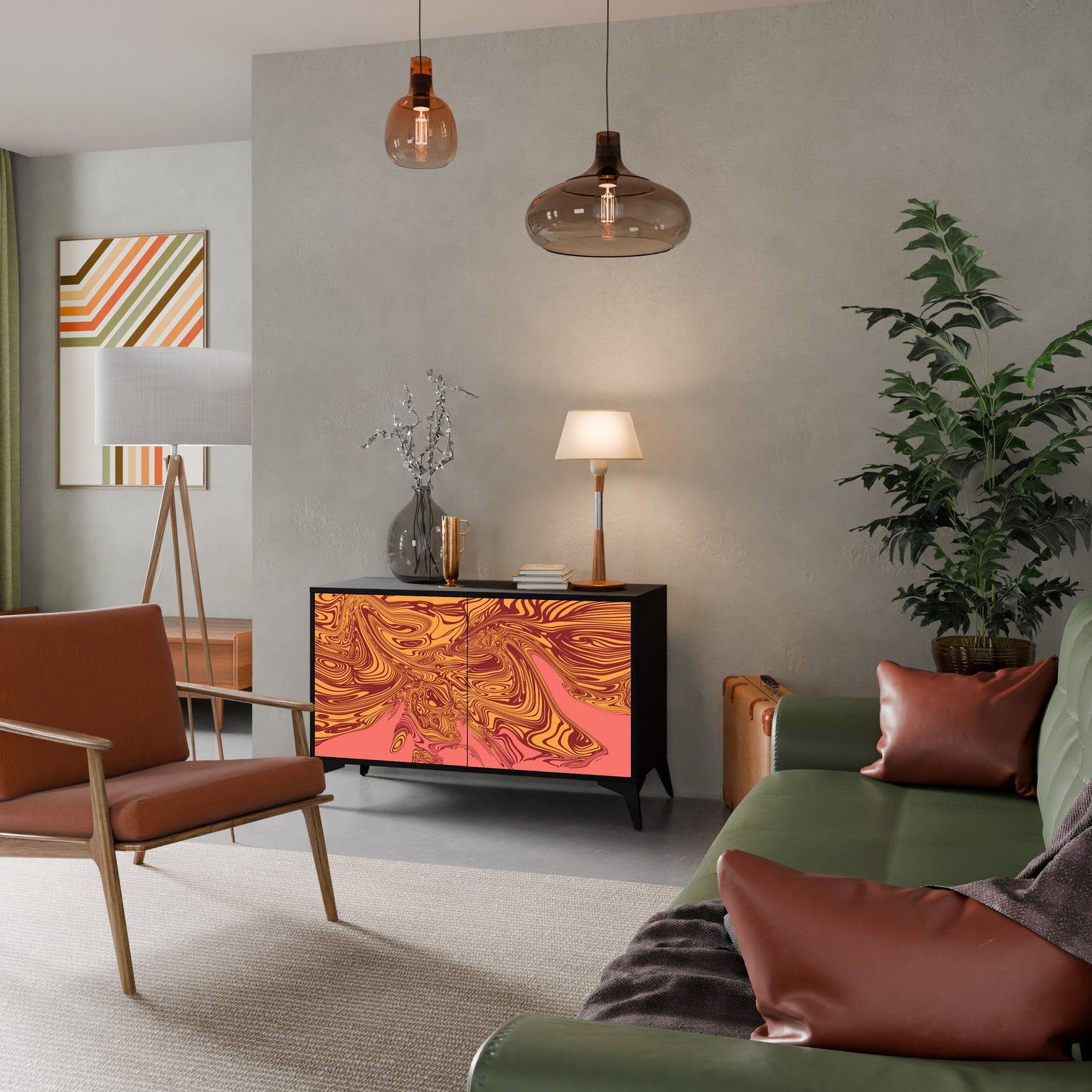 Credenza a 2 ante FLOATING THOUGHTS in finitura nera