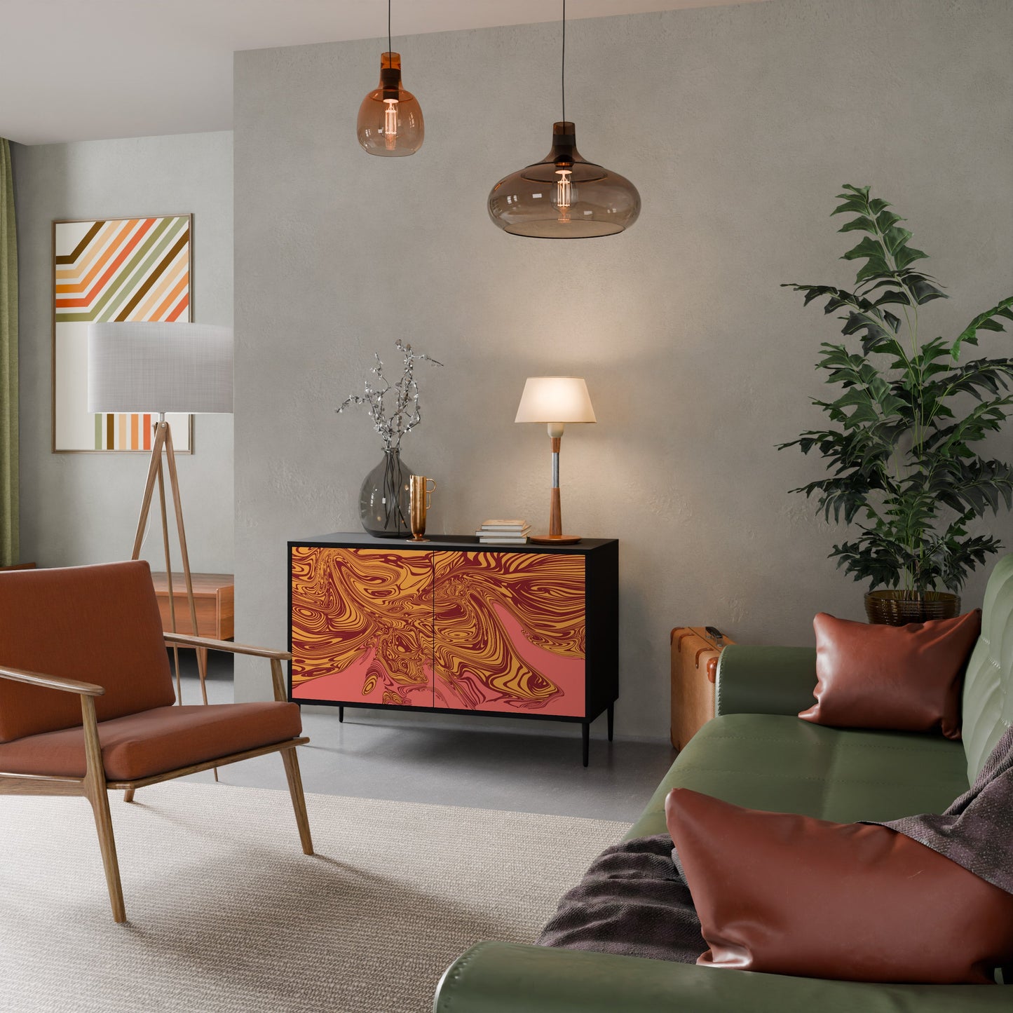 Credenza a 2 ante FLOATING THOUGHTS in finitura nera