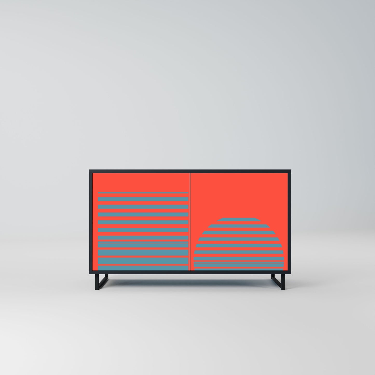 Credenza a 2 ante RISING GEOMETRY STARS in finitura nera