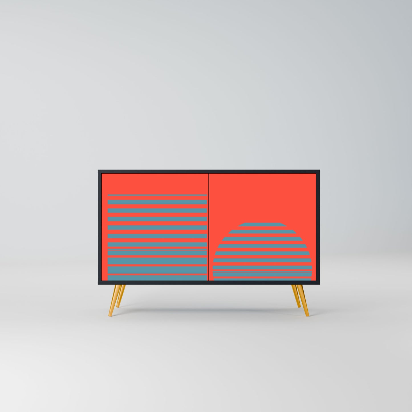 Credenza a 2 ante RISING GEOMETRY STARS in finitura nera