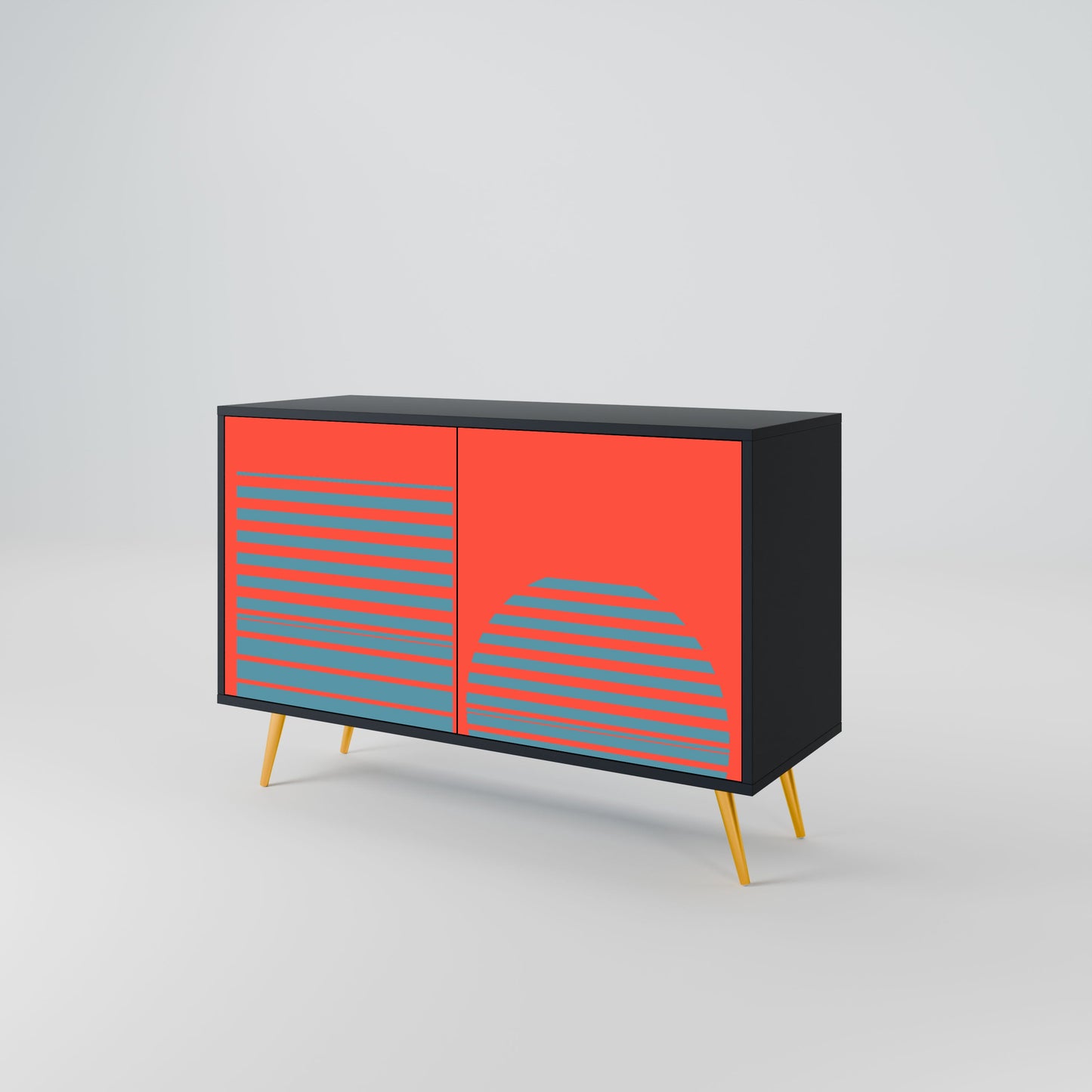Credenza a 2 ante RISING GEOMETRY STARS in finitura nera