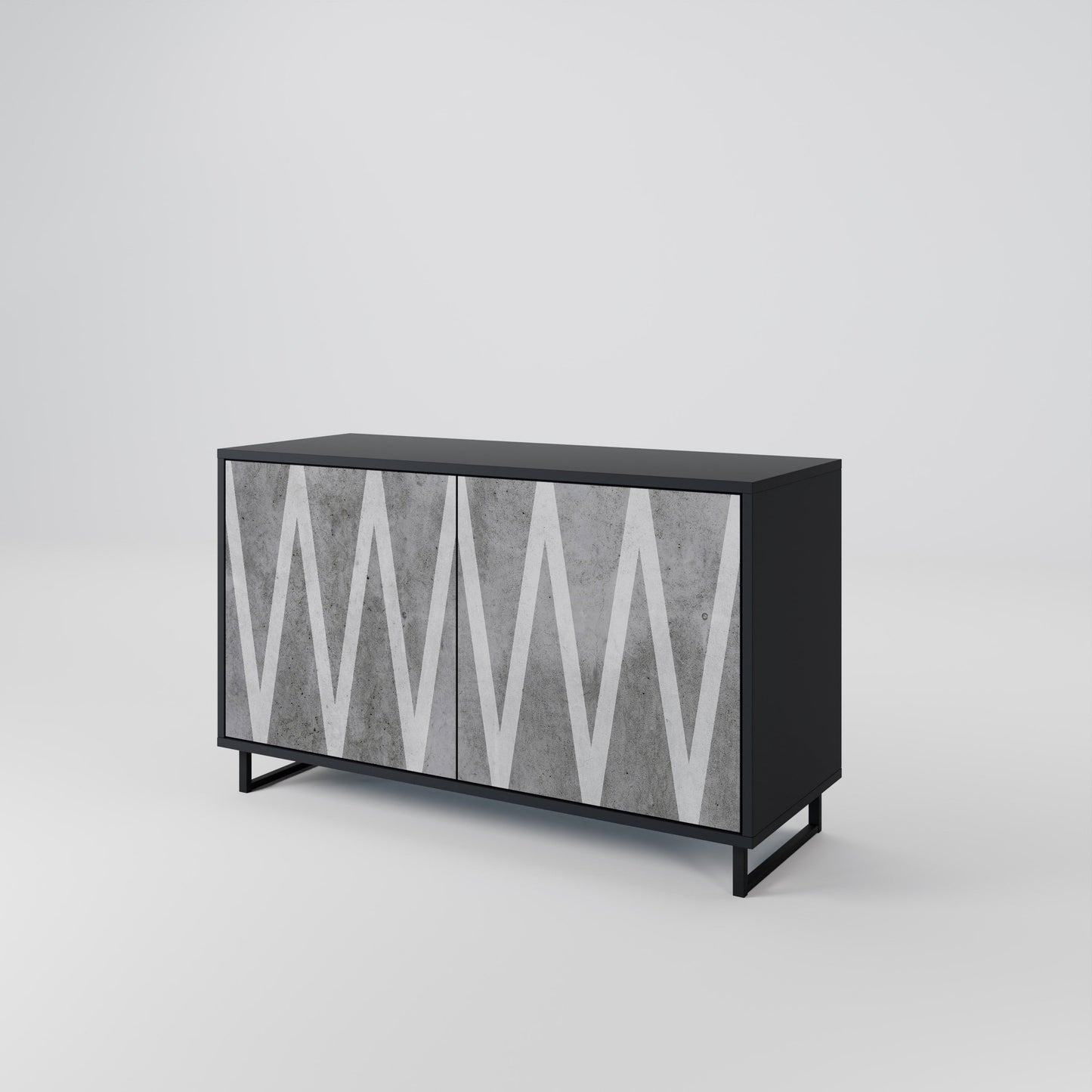 Credenza SOLID ZIG ZAG a 2 ante con finitura nera