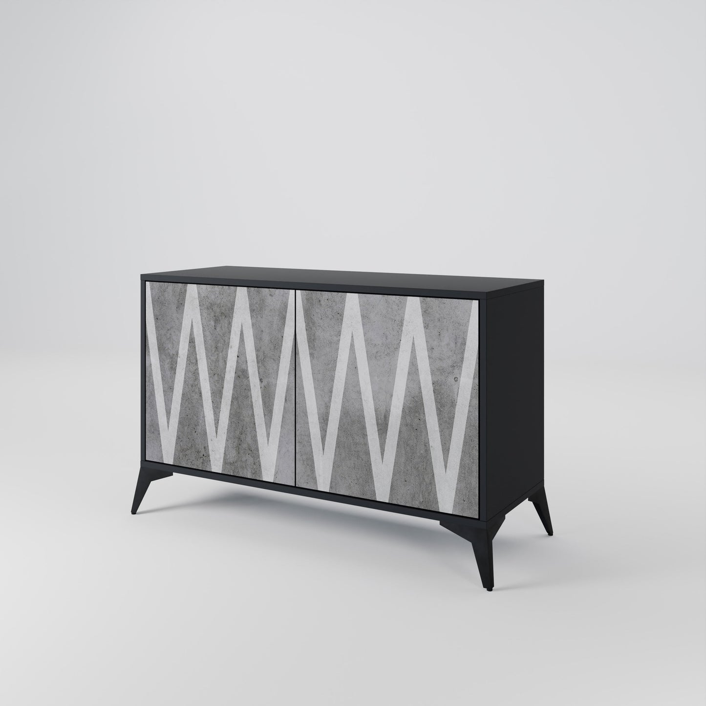 Credenza SOLID ZIG ZAG a 2 ante con finitura nera