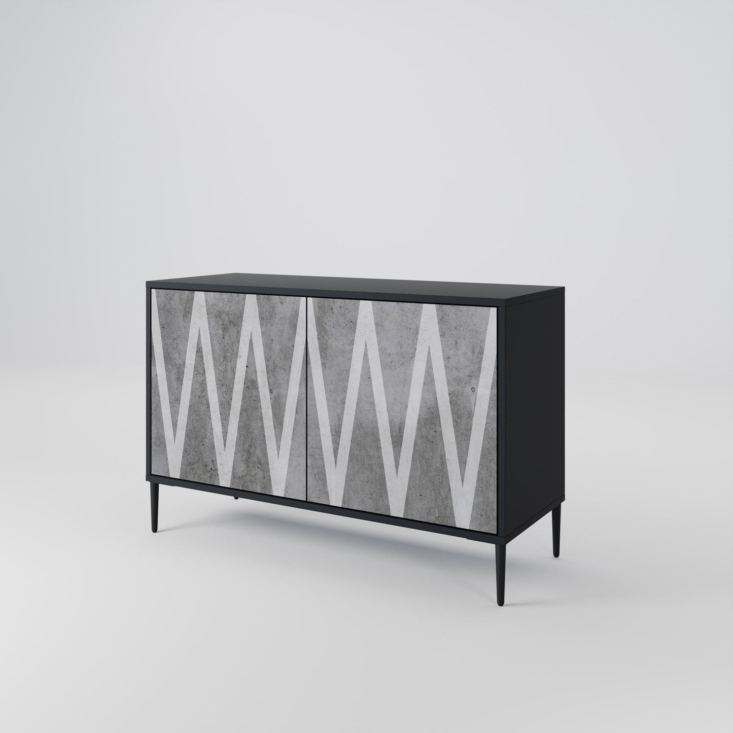 Credenza SOLID ZIG ZAG a 2 ante con finitura nera