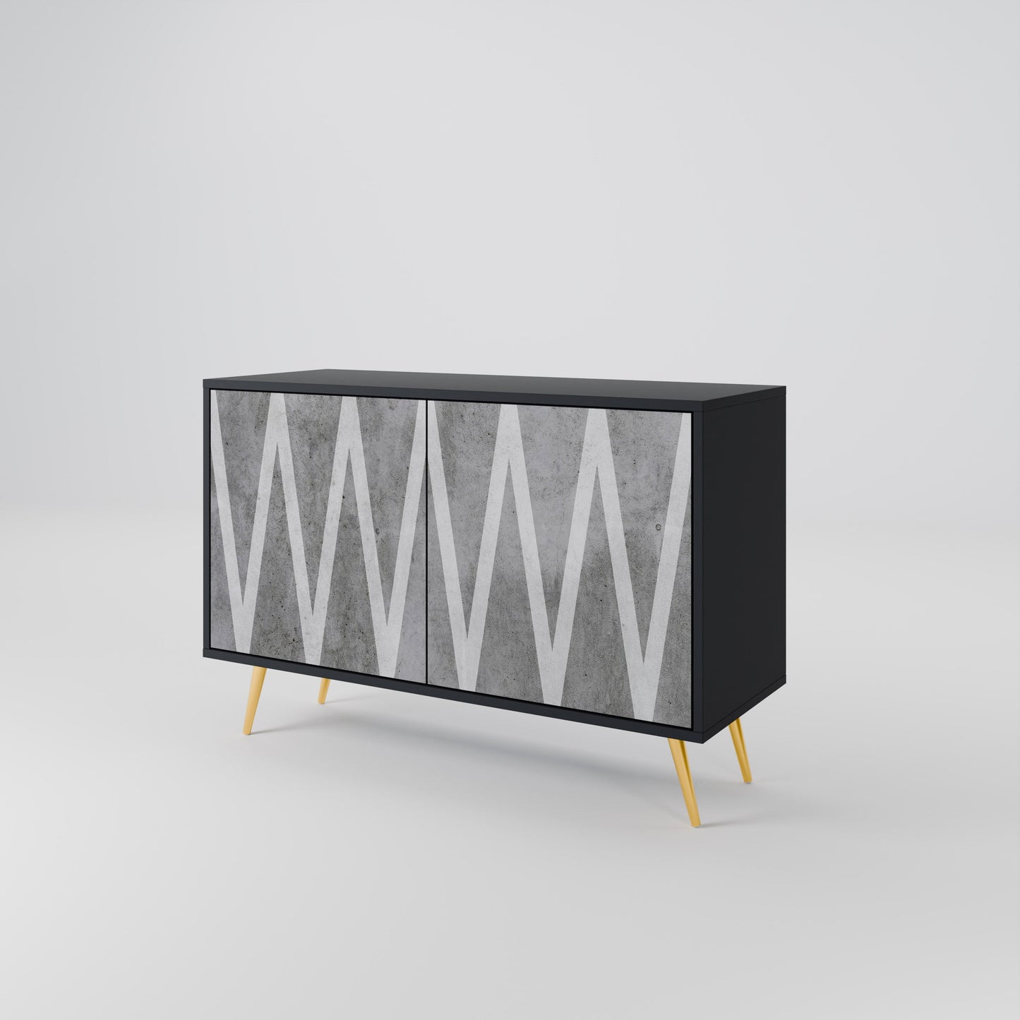 Credenza SOLID ZIG ZAG a 2 ante con finitura nera