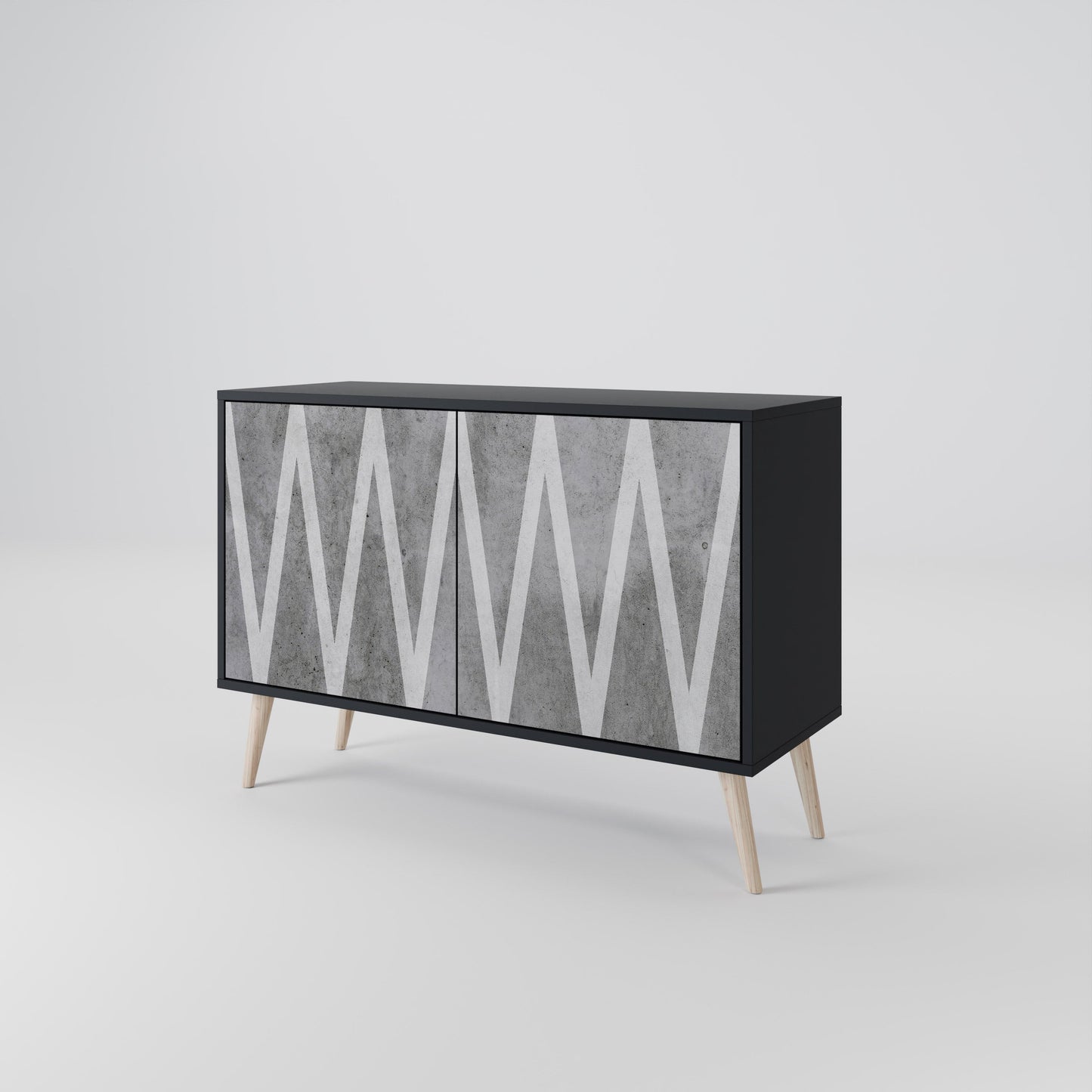 Credenza SOLID ZIG ZAG a 2 ante con finitura nera