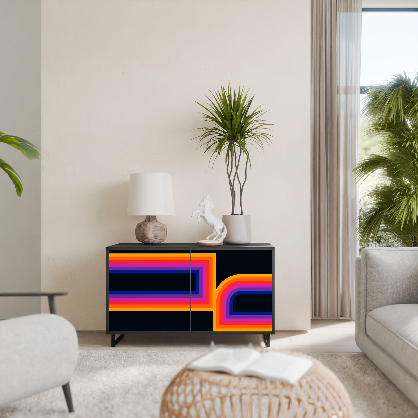 Credenza a 2 ante BLINDED BY THE LIGHTS in finitura nera