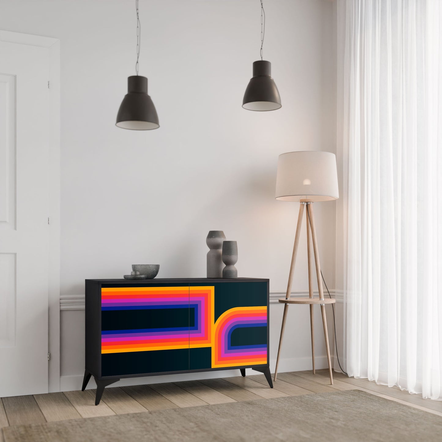 Credenza a 2 ante BLINDED BY THE LIGHTS in finitura nera