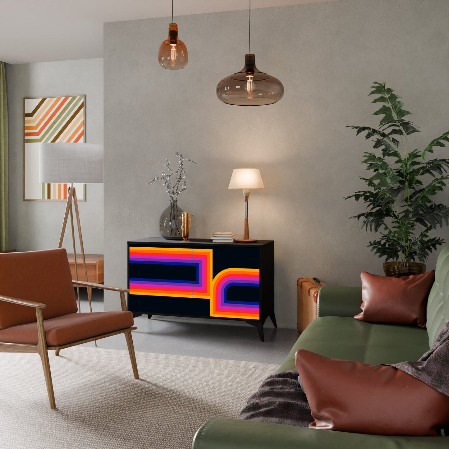 Credenza a 2 ante BLINDED BY THE LIGHTS in finitura nera