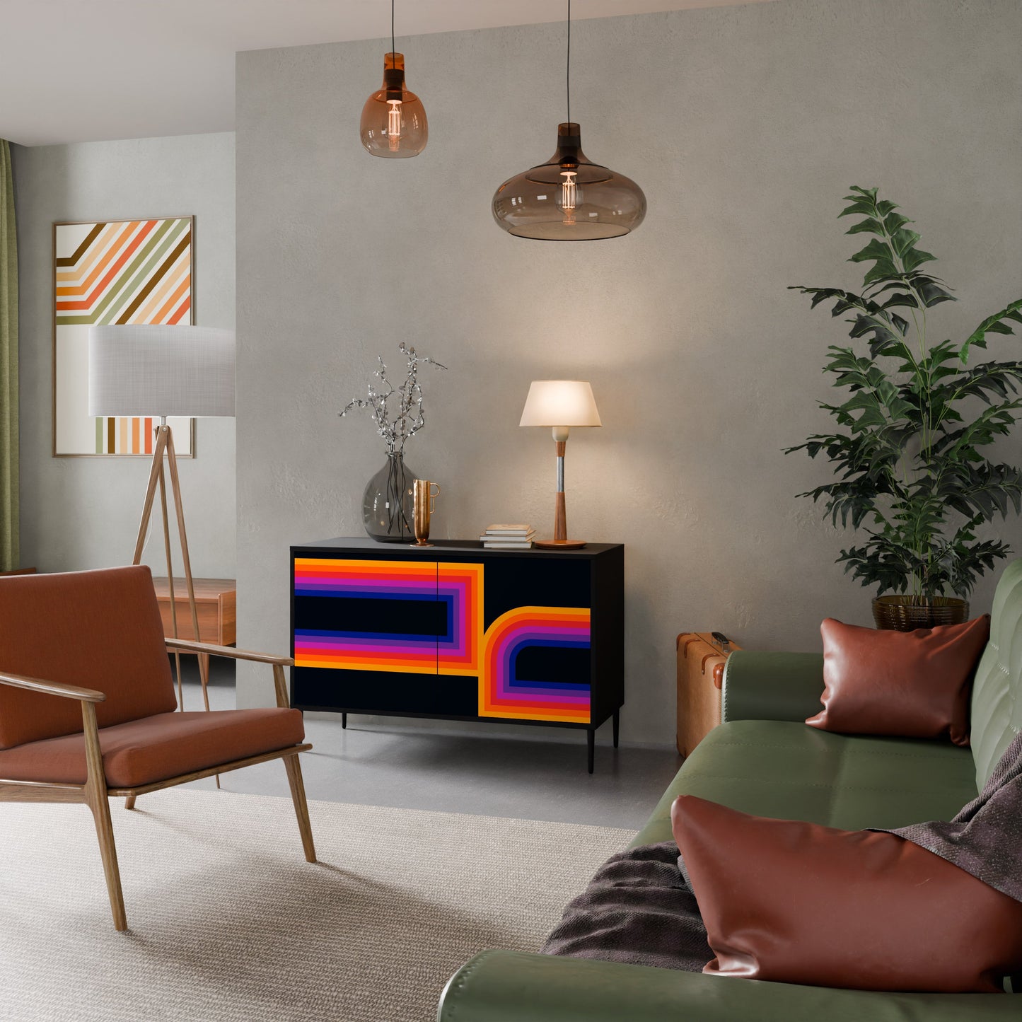 Credenza a 2 ante BLINDED BY THE LIGHTS in finitura nera