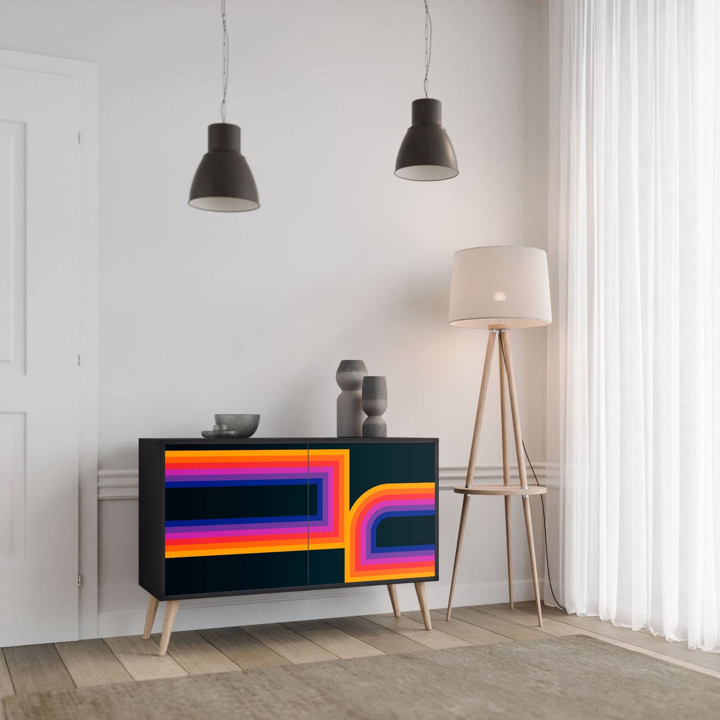 Credenza a 2 ante BLINDED BY THE LIGHTS in finitura nera