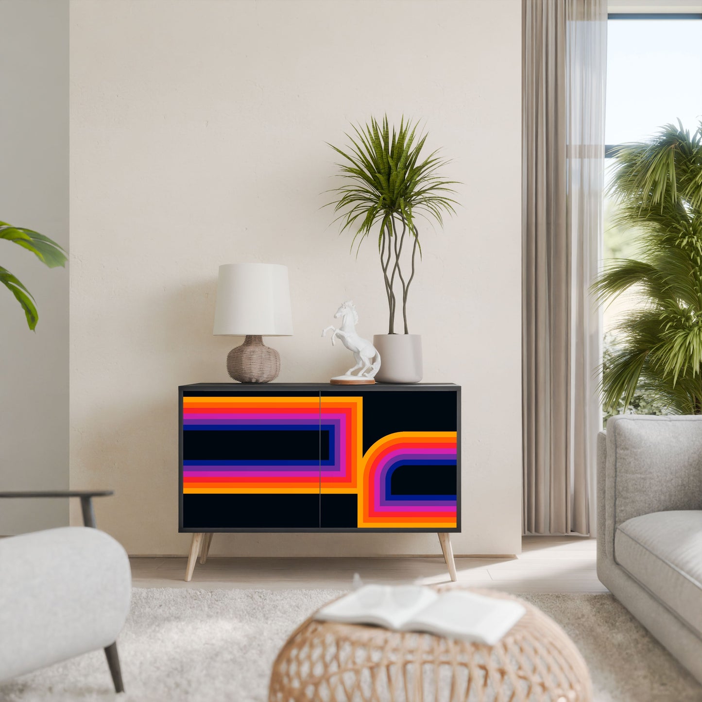 Credenza a 2 ante BLINDED BY THE LIGHTS in finitura nera
