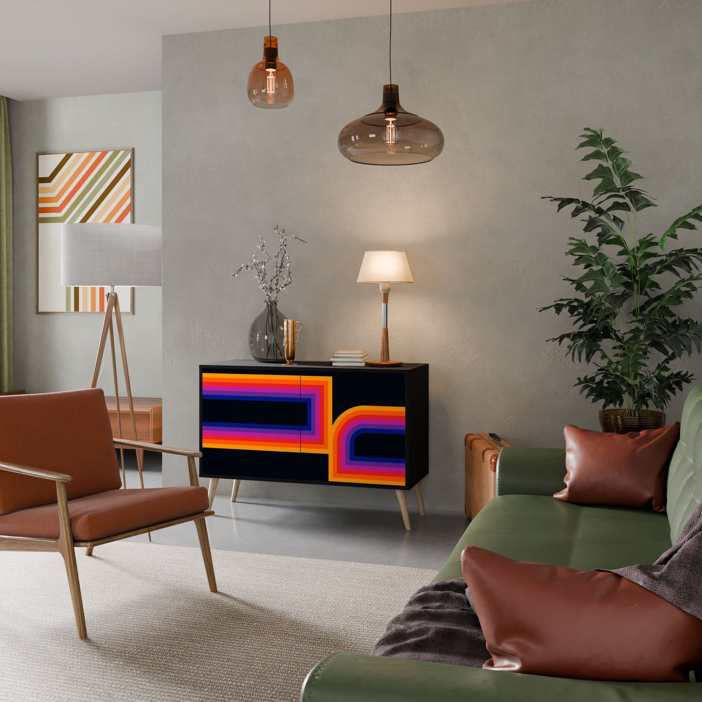 Credenza a 2 ante BLINDED BY THE LIGHTS in finitura nera