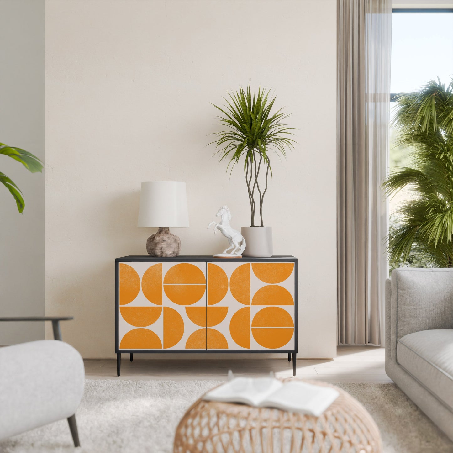 Credenza a 2 ante RECURRING DREAMS in finitura nera
