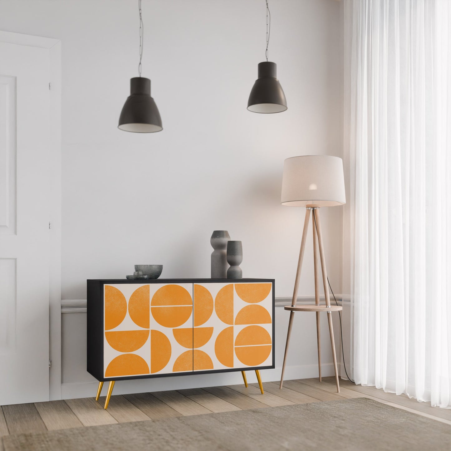 Credenza a 2 ante RECURRING DREAMS in finitura nera