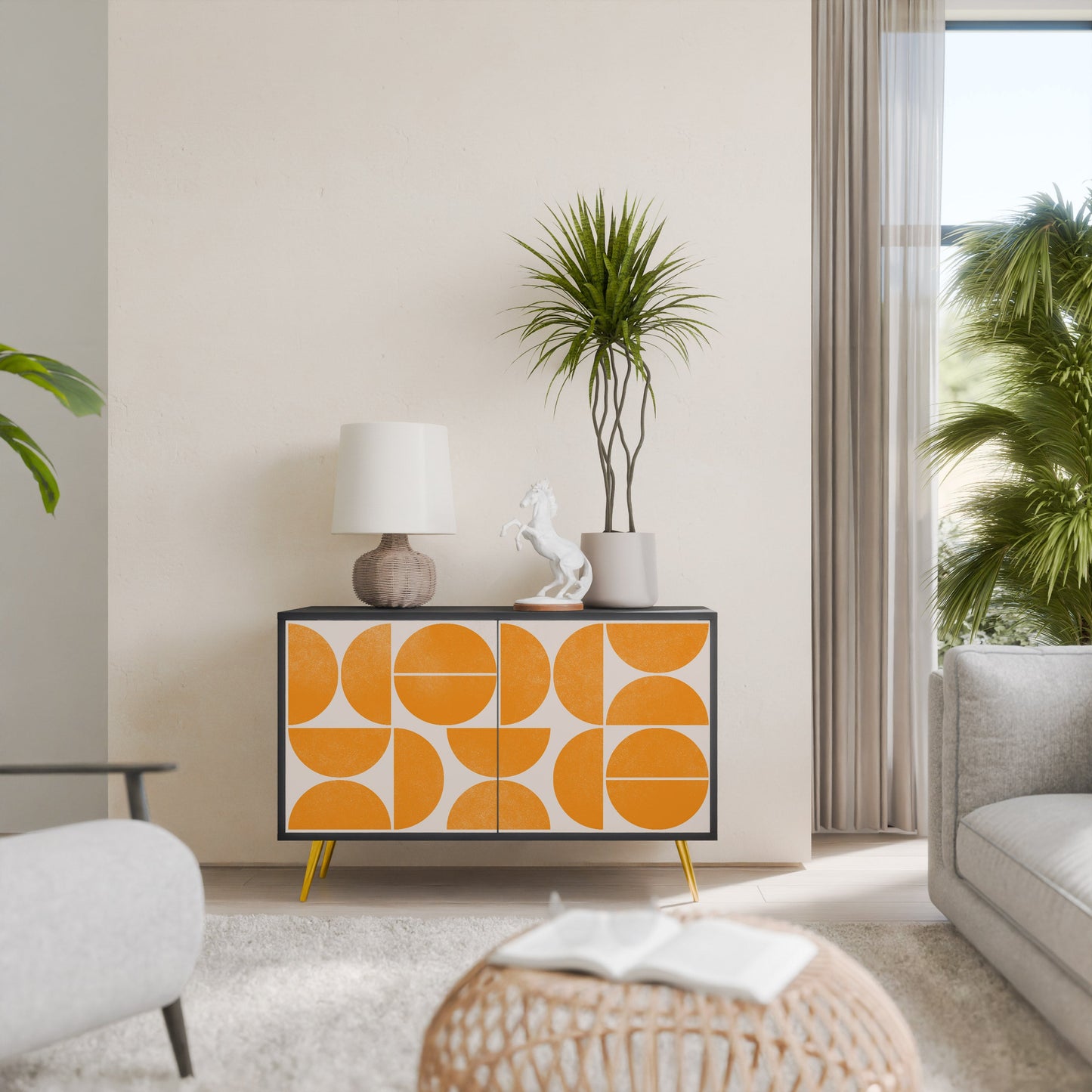 Credenza a 2 ante RECURRING DREAMS in finitura nera