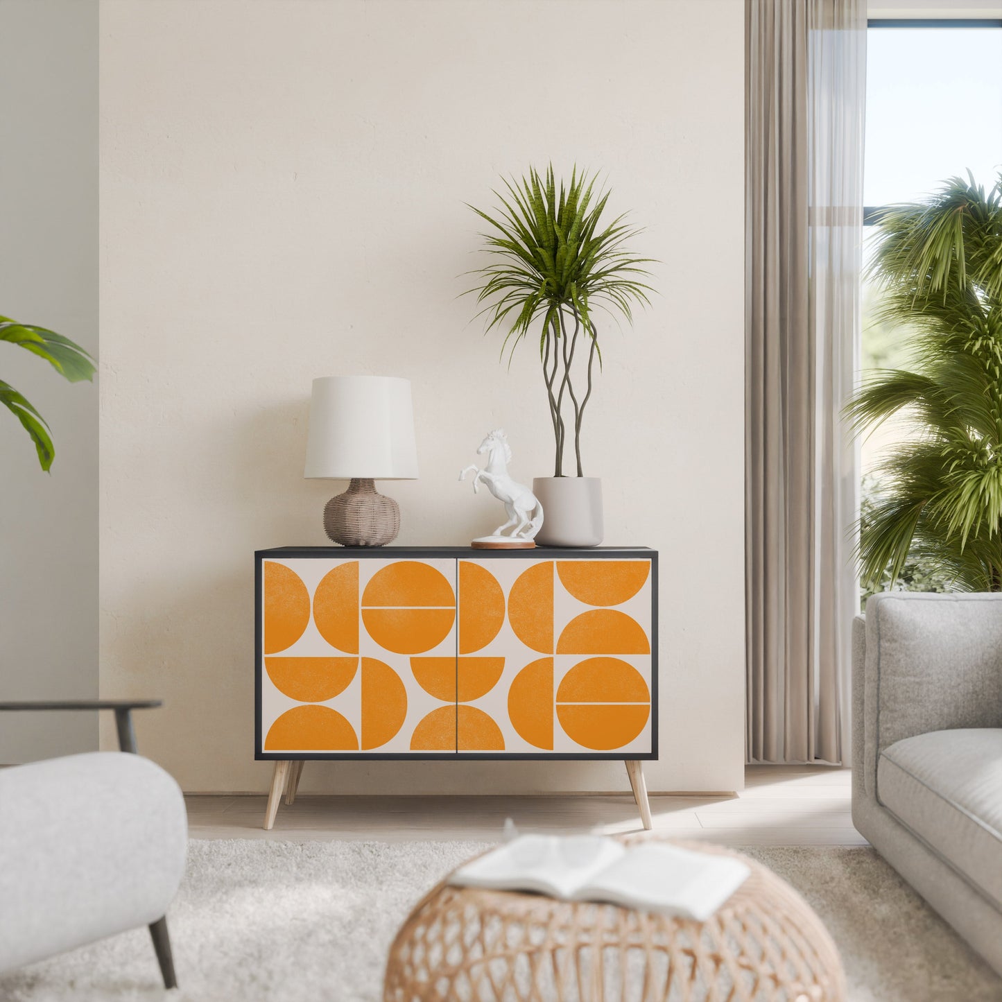Credenza a 2 ante RECURRING DREAMS in finitura nera