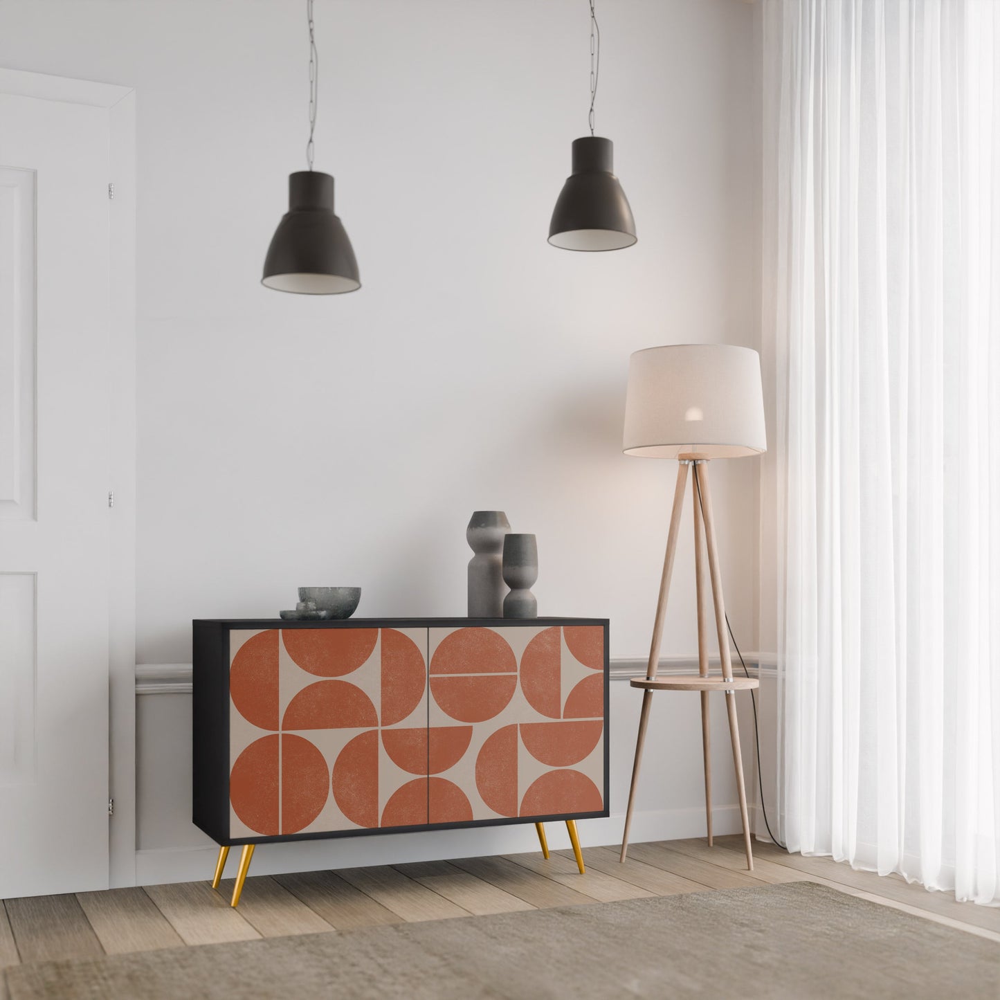 Credenza a 2 ante REPETITION COMPULSION in finitura nera