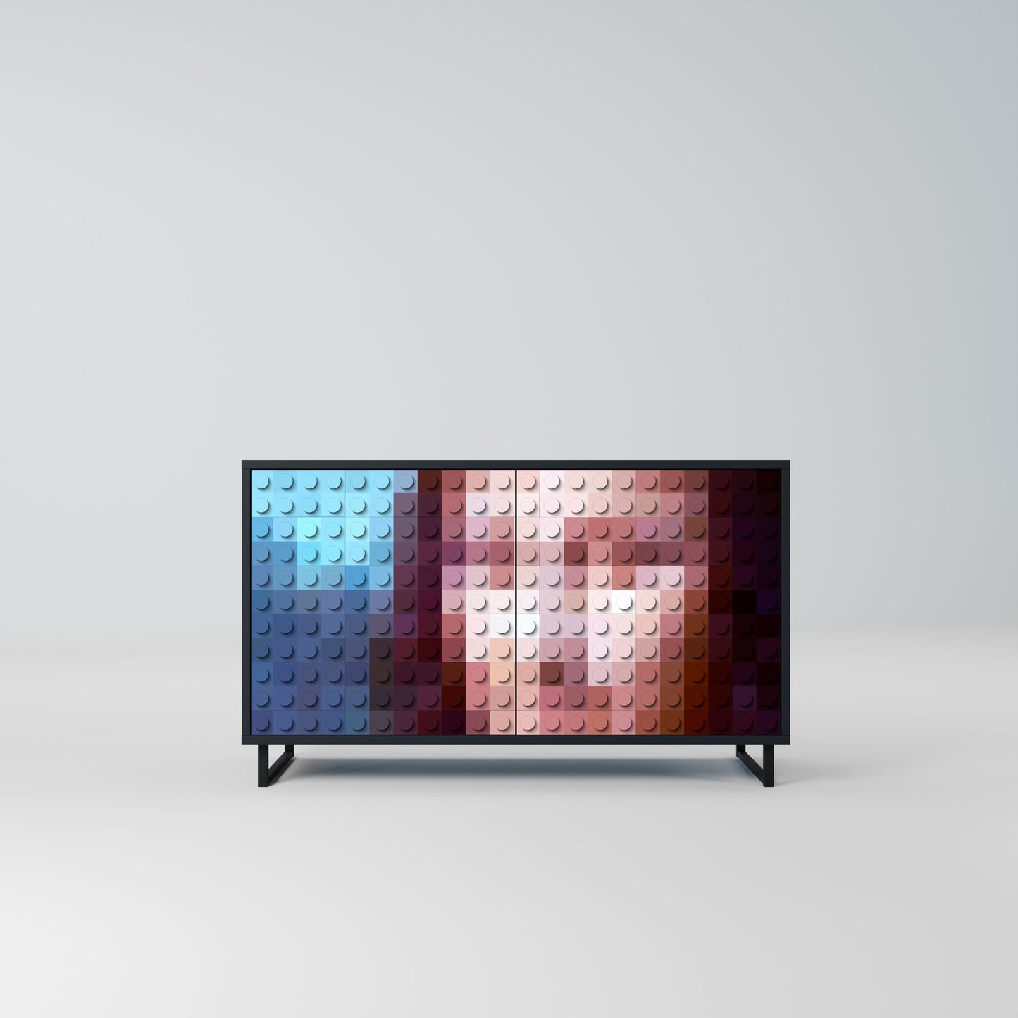 Credenza a 2 ante CONSTRUCTIVE ART in finitura nera