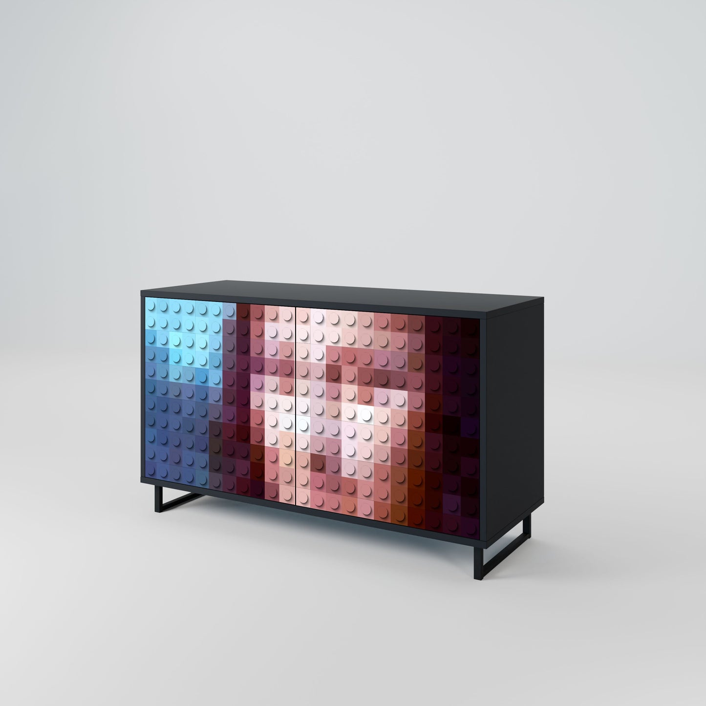 Credenza a 2 ante CONSTRUCTIVE ART in finitura nera
