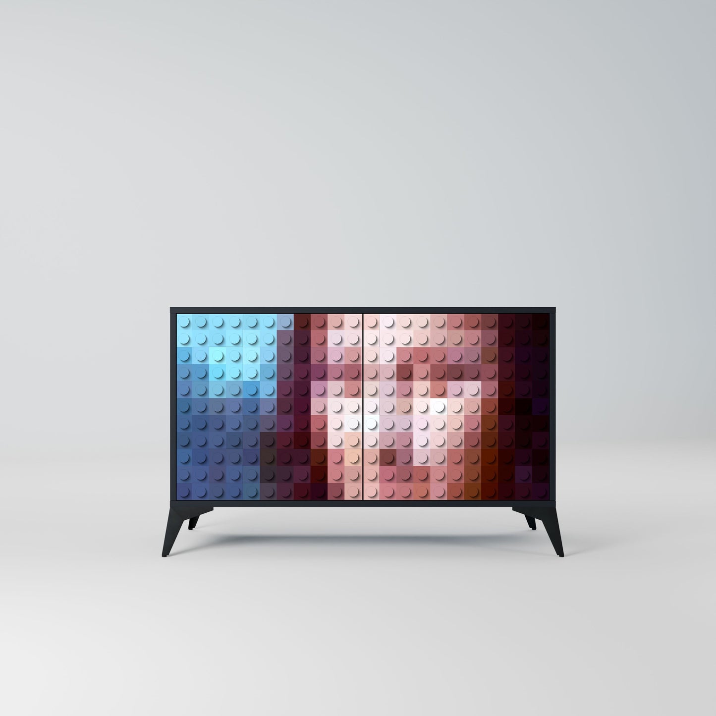 Credenza a 2 ante CONSTRUCTIVE ART in finitura nera