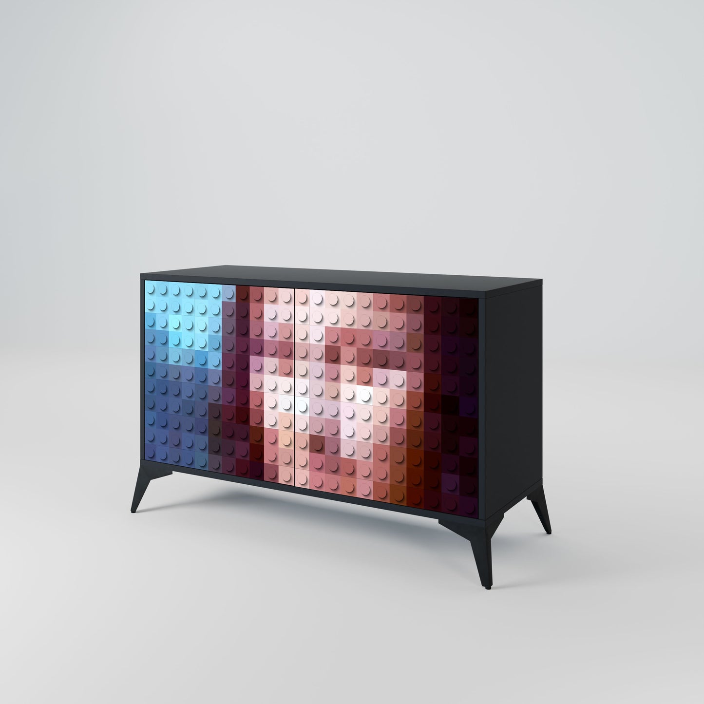 Credenza a 2 ante CONSTRUCTIVE ART in finitura nera