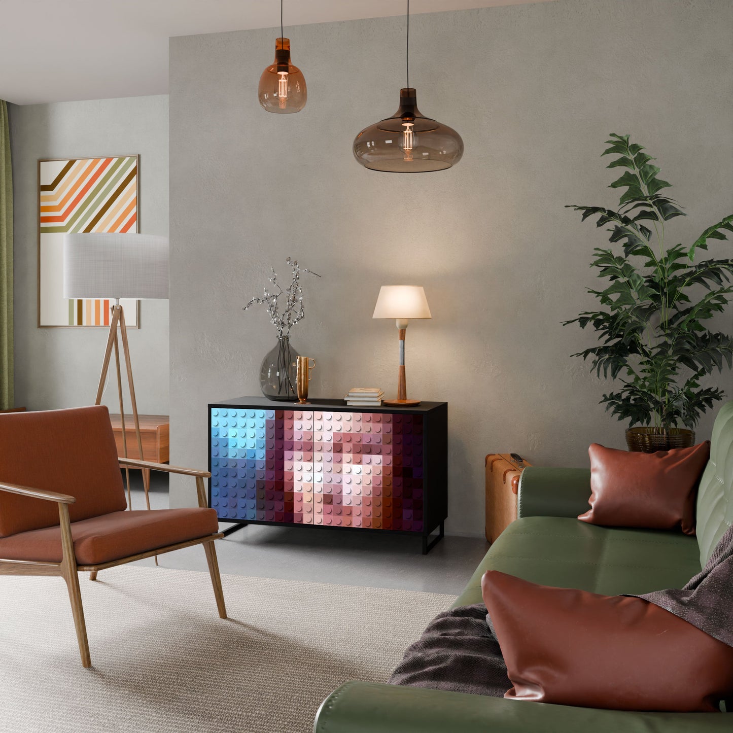 Credenza a 2 ante CONSTRUCTIVE ART in finitura nera