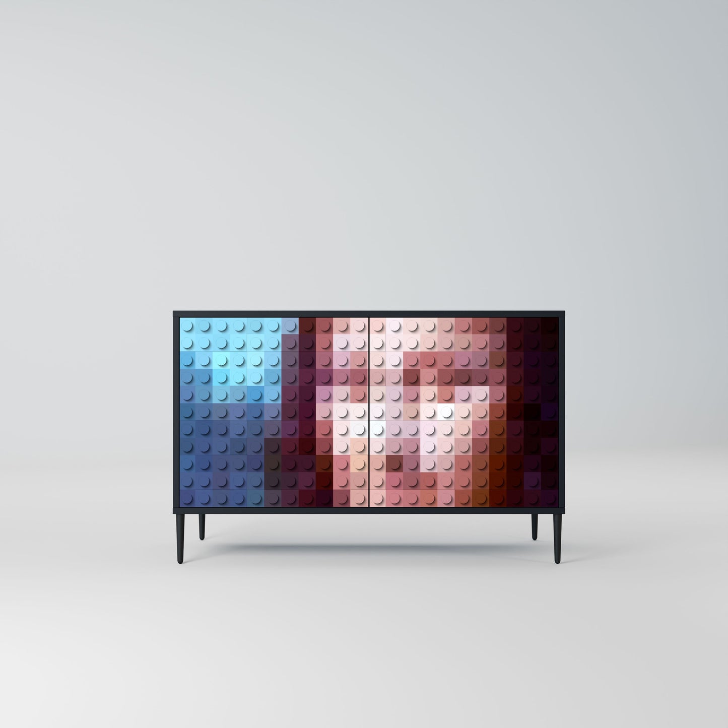 Credenza a 2 ante CONSTRUCTIVE ART in finitura nera