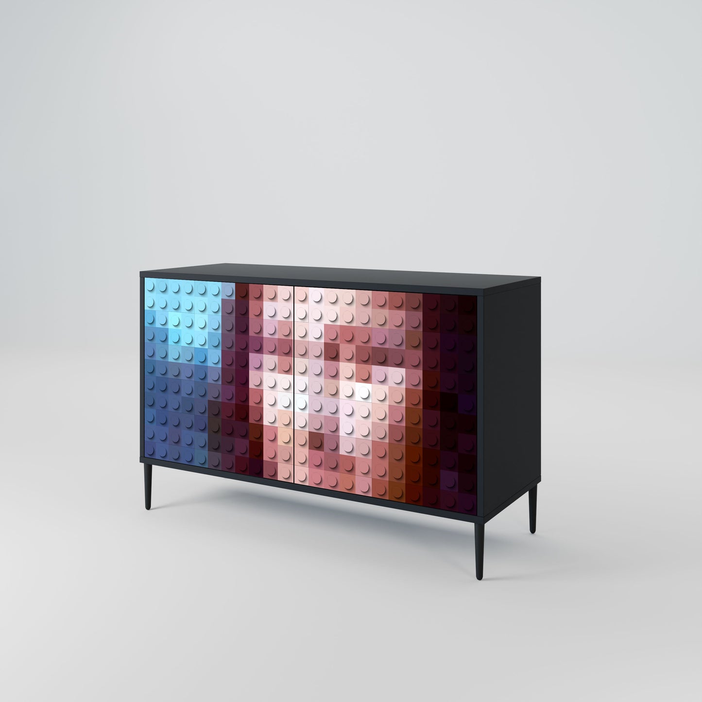Credenza a 2 ante CONSTRUCTIVE ART in finitura nera