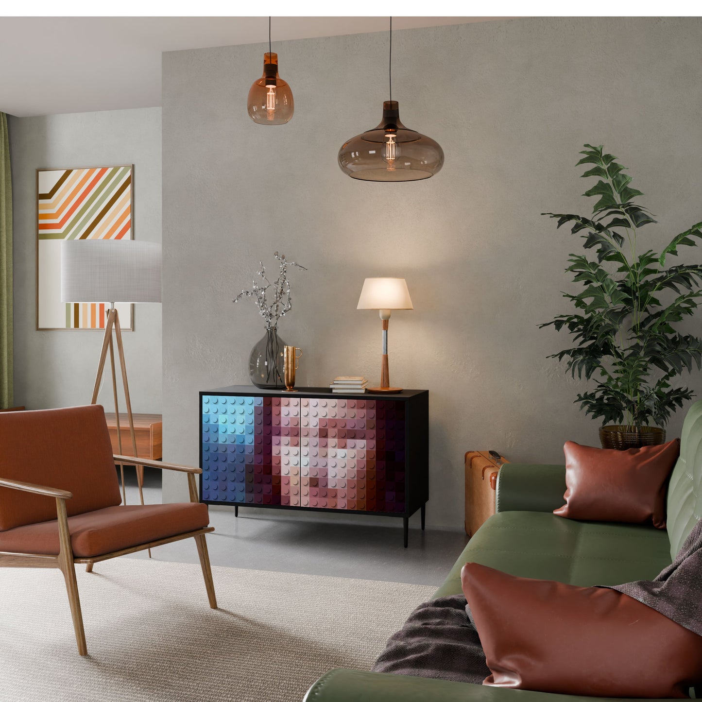 Credenza a 2 ante CONSTRUCTIVE ART in finitura nera