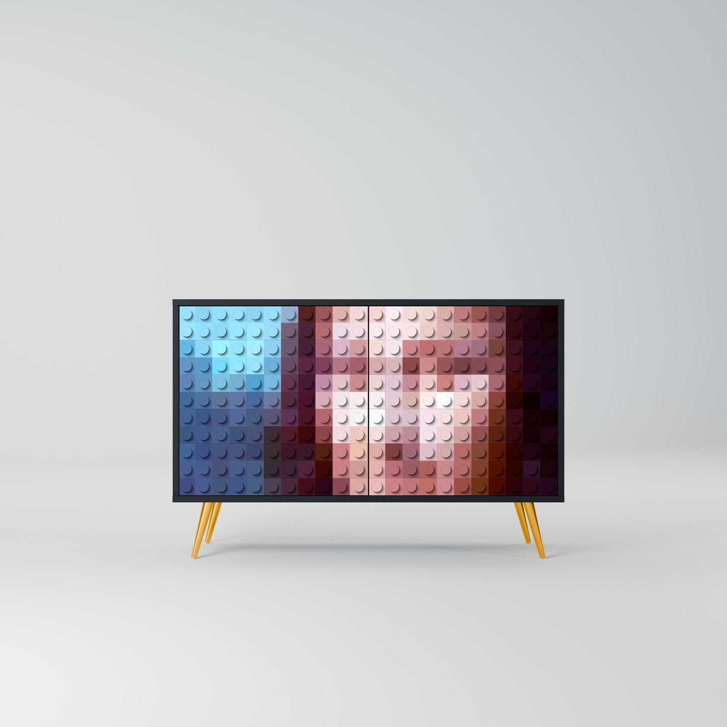 Credenza a 2 ante CONSTRUCTIVE ART in finitura nera