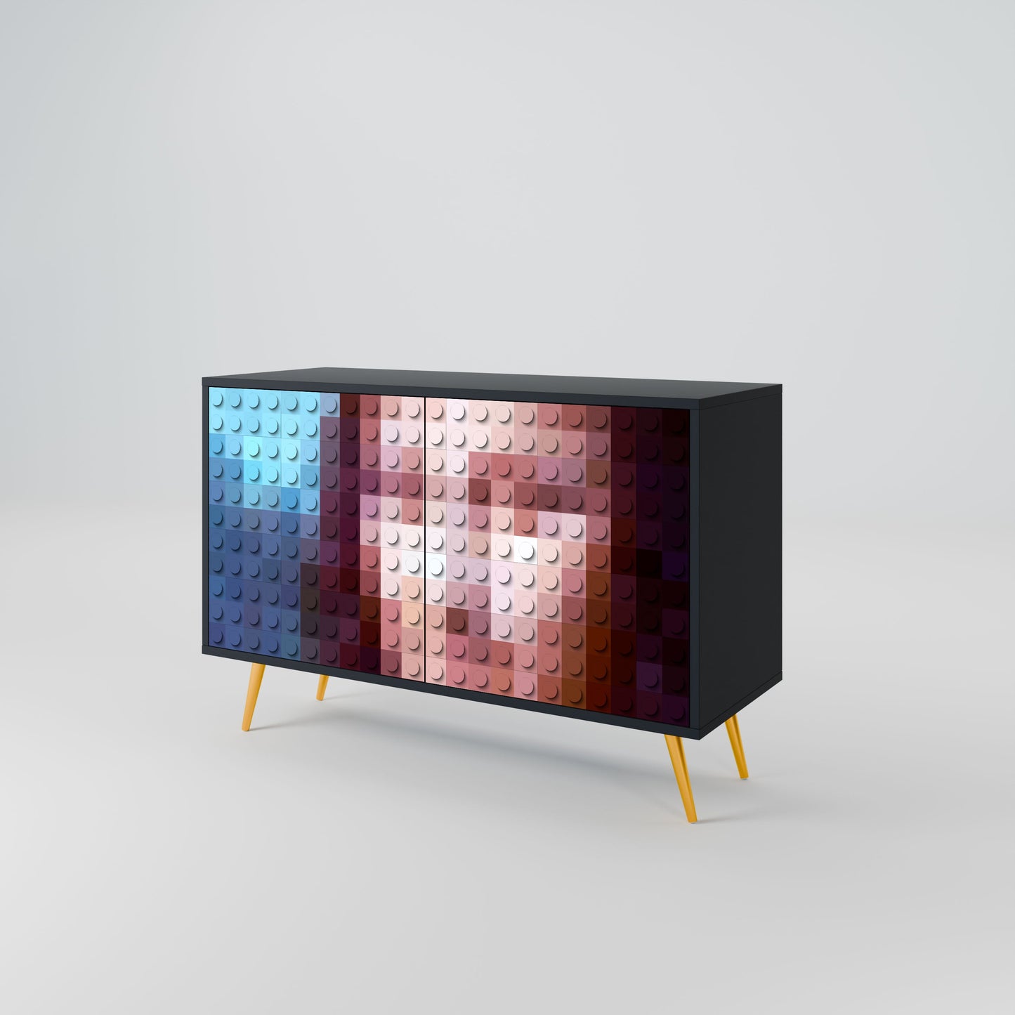 Credenza a 2 ante CONSTRUCTIVE ART in finitura nera