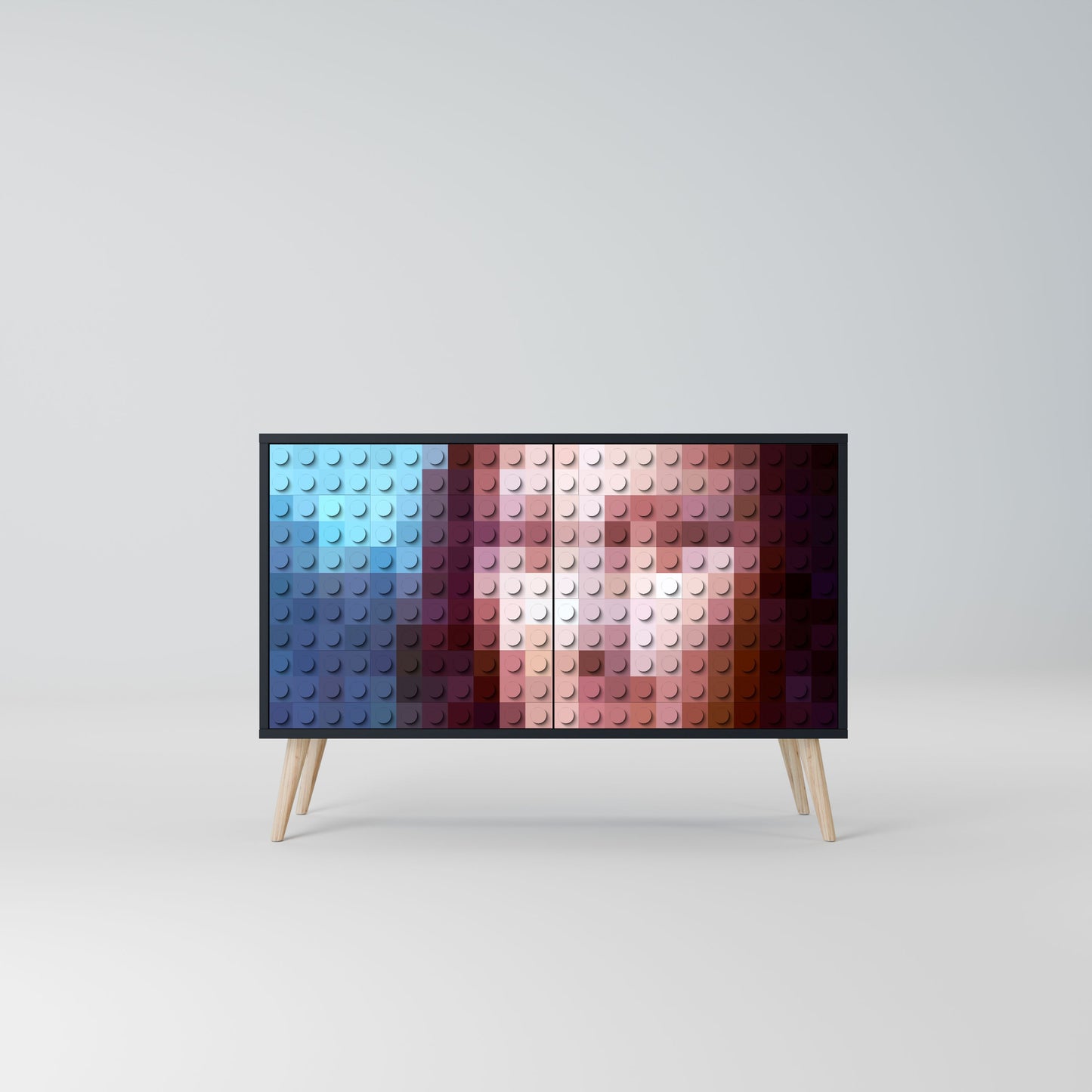 Credenza a 2 ante CONSTRUCTIVE ART in finitura nera