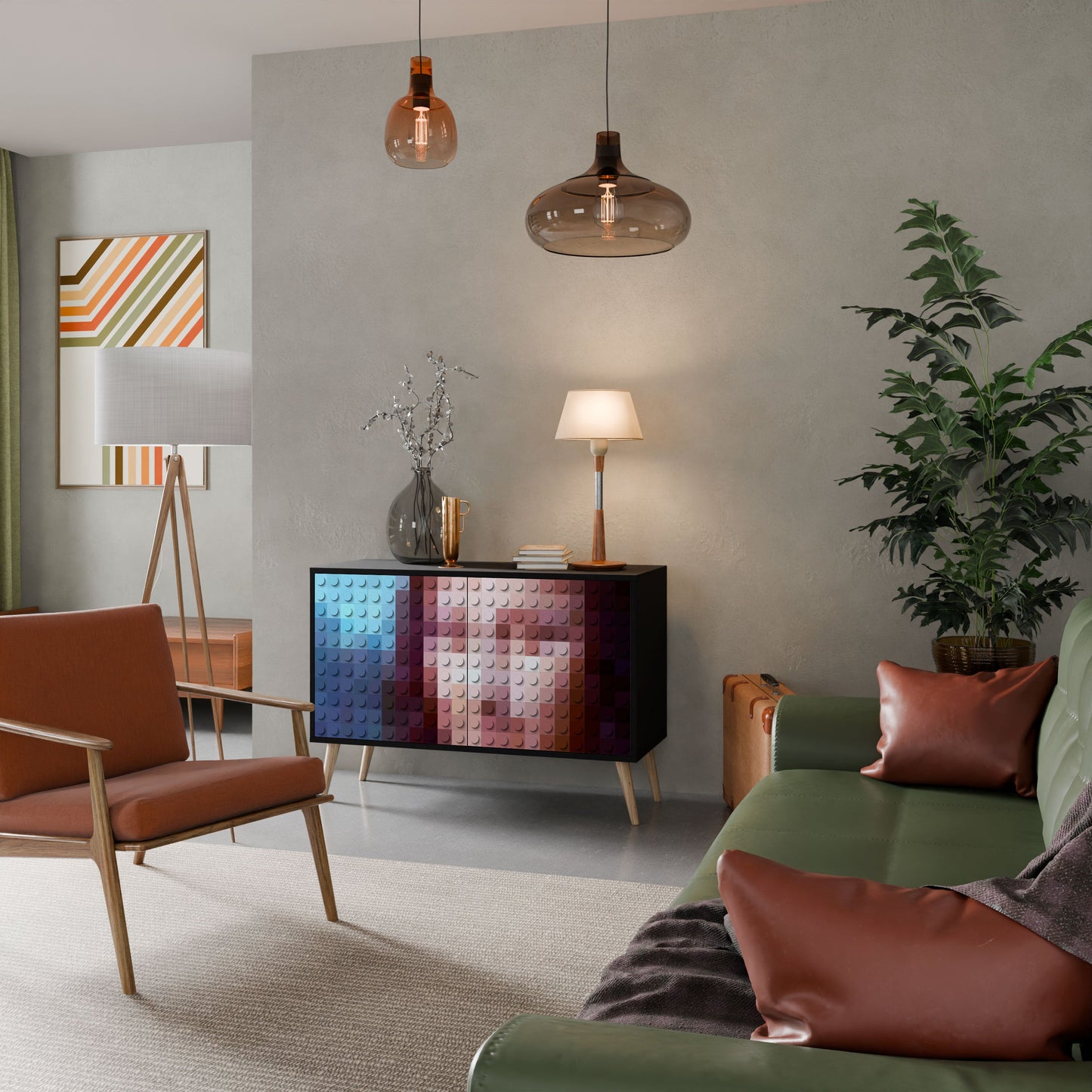 Credenza a 2 ante CONSTRUCTIVE ART in finitura nera