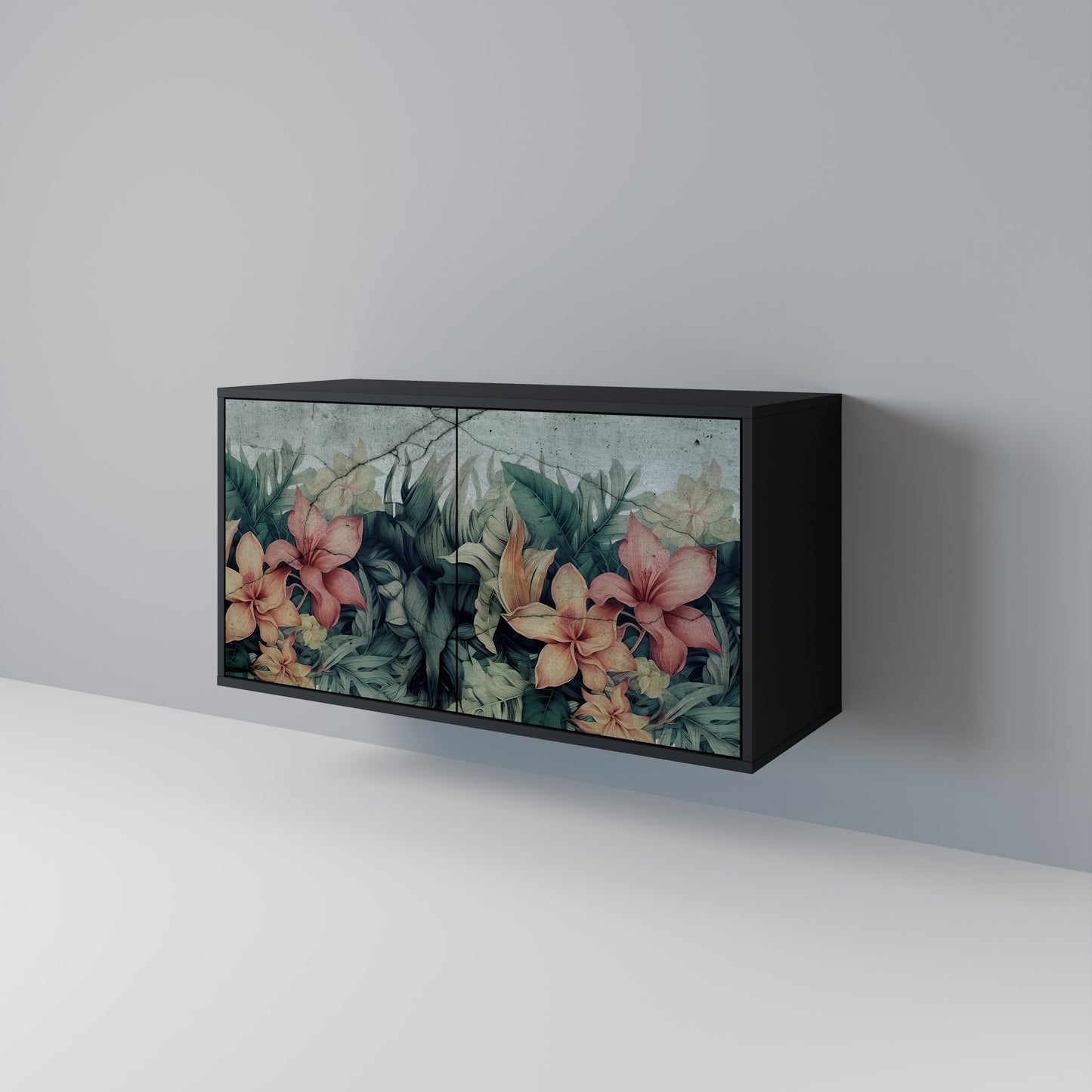 Credenza a 2 ante HEAVENLY BLOOM con finitura nera