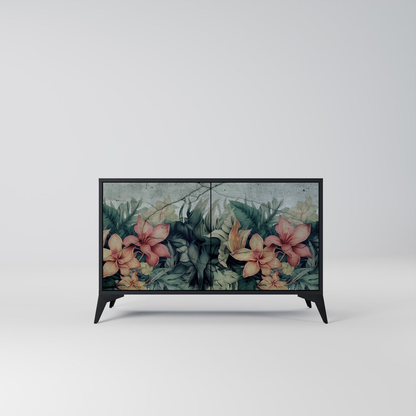Credenza a 2 ante HEAVENLY BLOOM con finitura nera