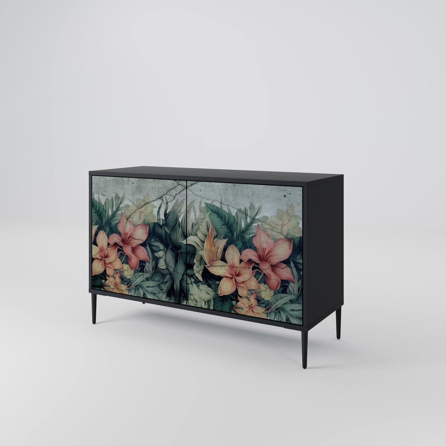 Credenza a 2 ante HEAVENLY BLOOM con finitura nera