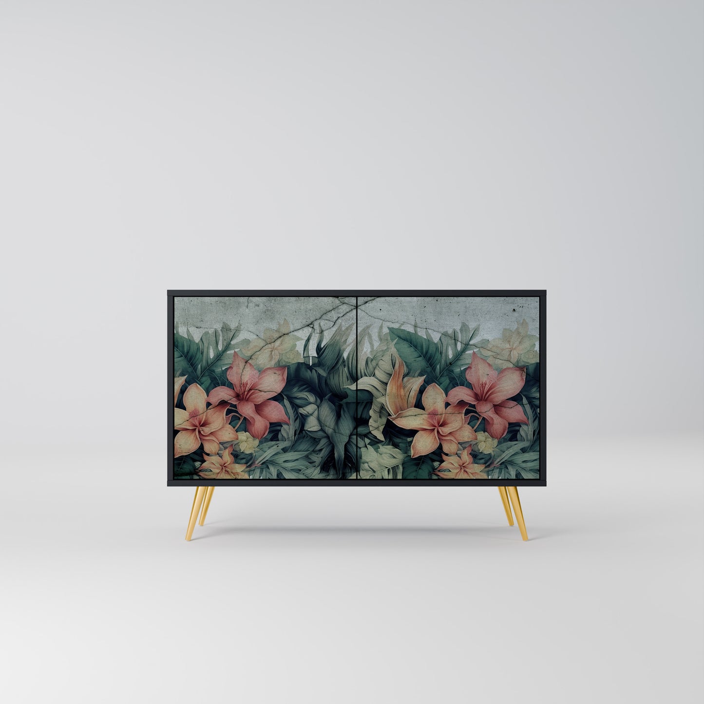 Credenza a 2 ante HEAVENLY BLOOM con finitura nera