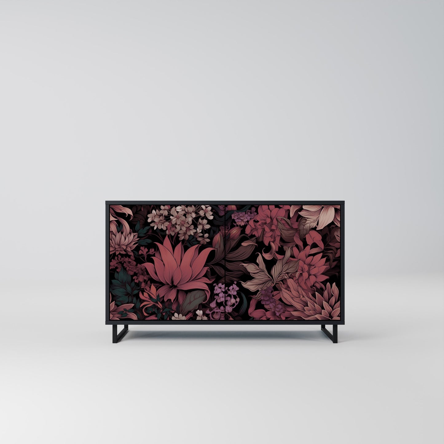 Credenza a 2 ante FLORAL WHISPER in finitura nera