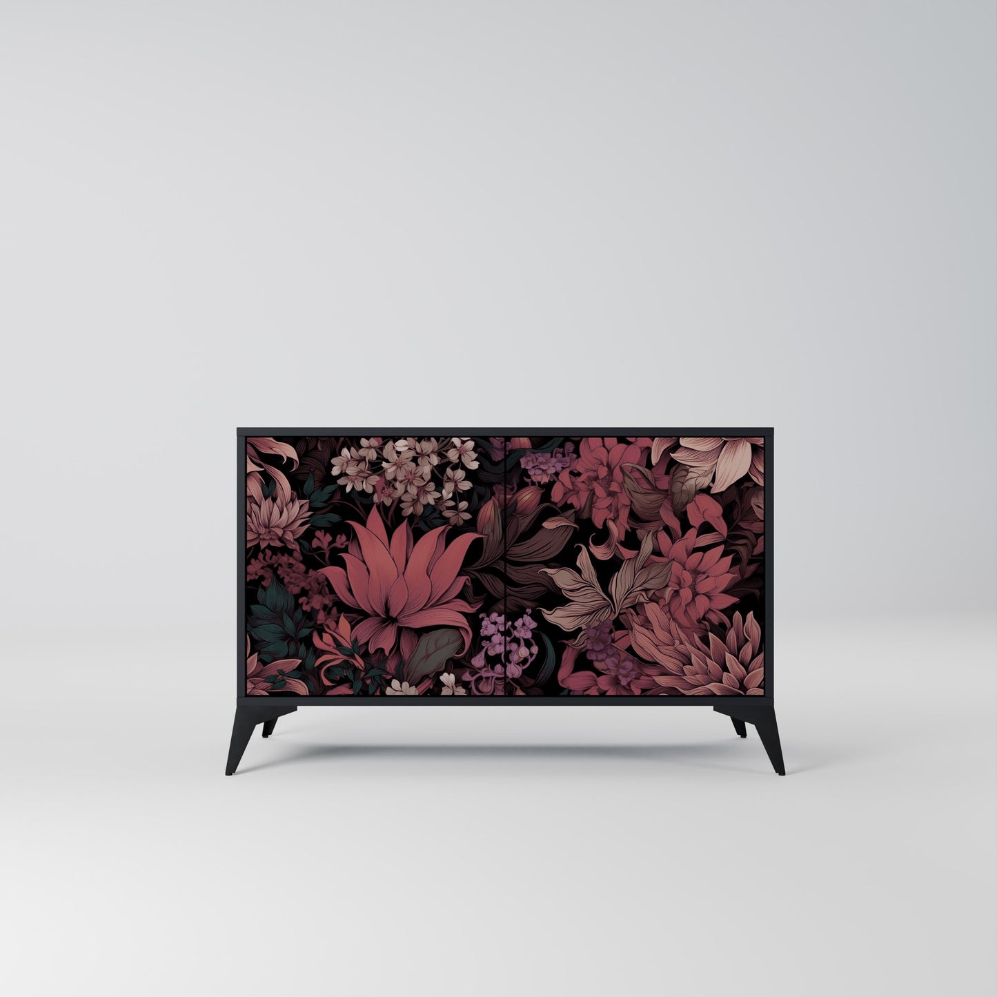 Credenza a 2 ante FLORAL WHISPER in finitura nera