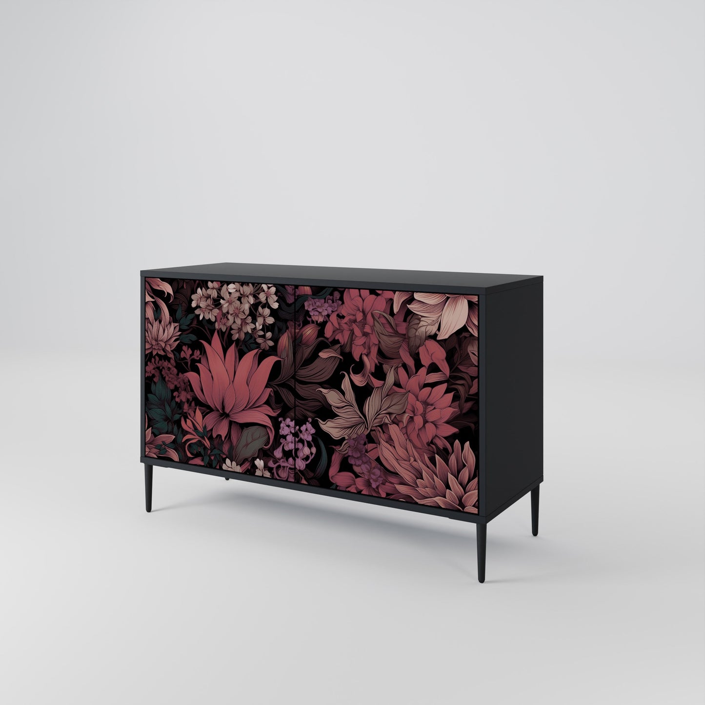 Credenza a 2 ante FLORAL WHISPER in finitura nera