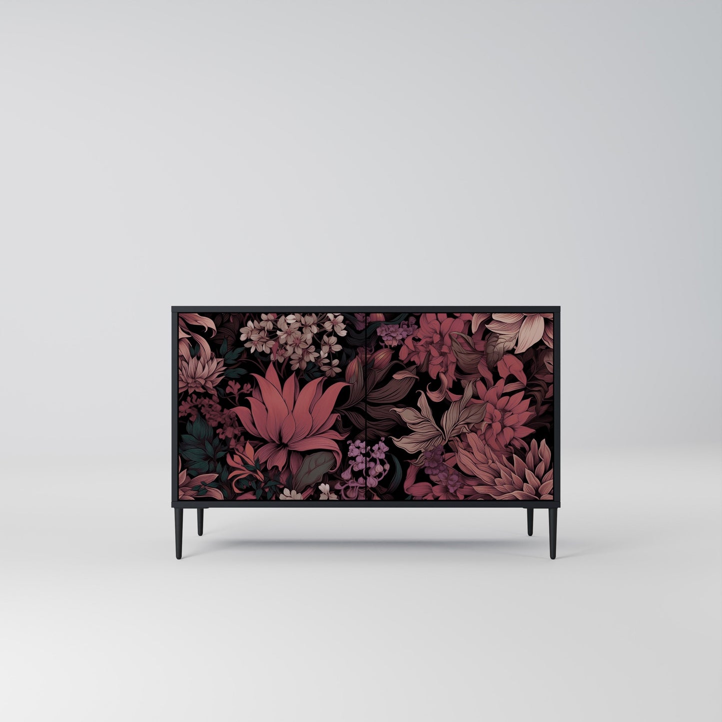 Credenza a 2 ante FLORAL WHISPER in finitura nera