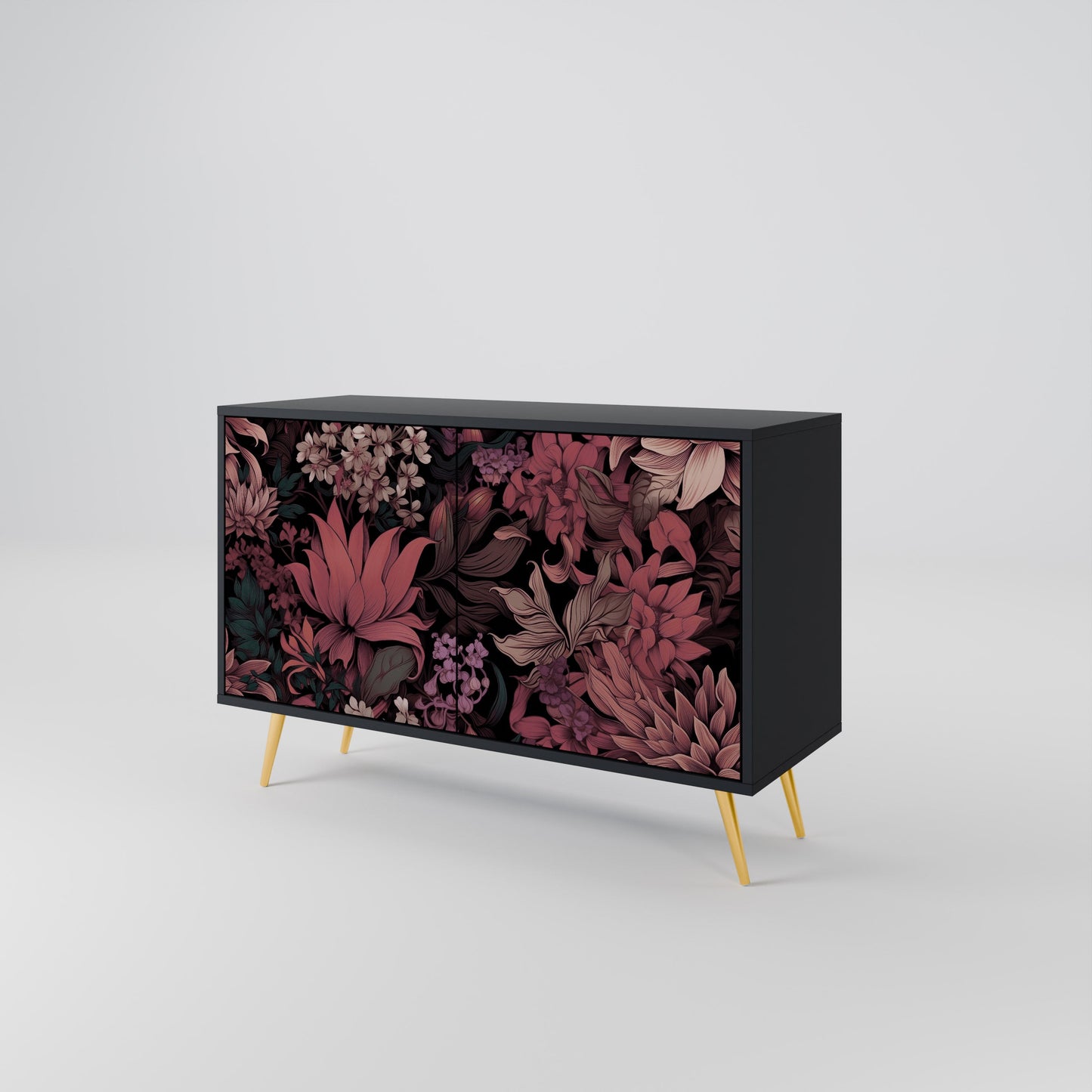 Credenza a 2 ante FLORAL WHISPER in finitura nera