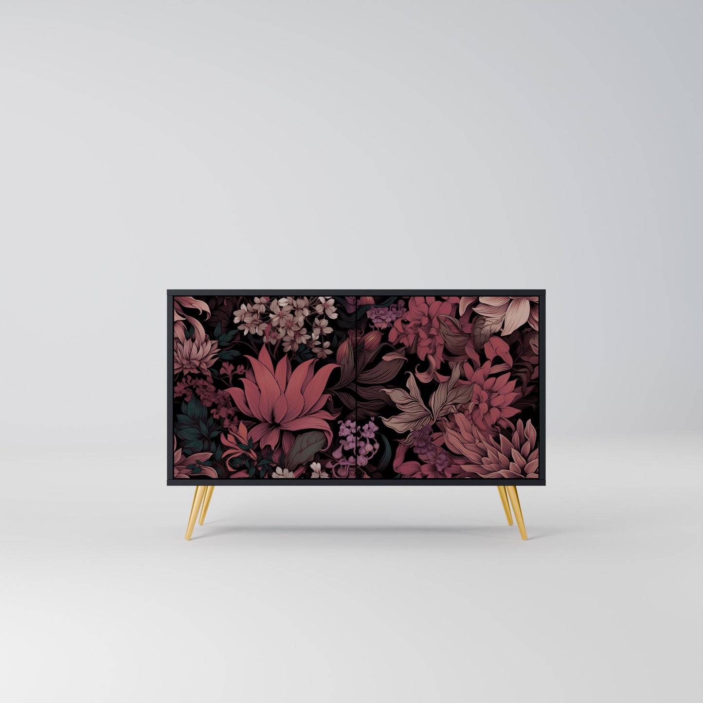 Credenza a 2 ante FLORAL WHISPER in finitura nera