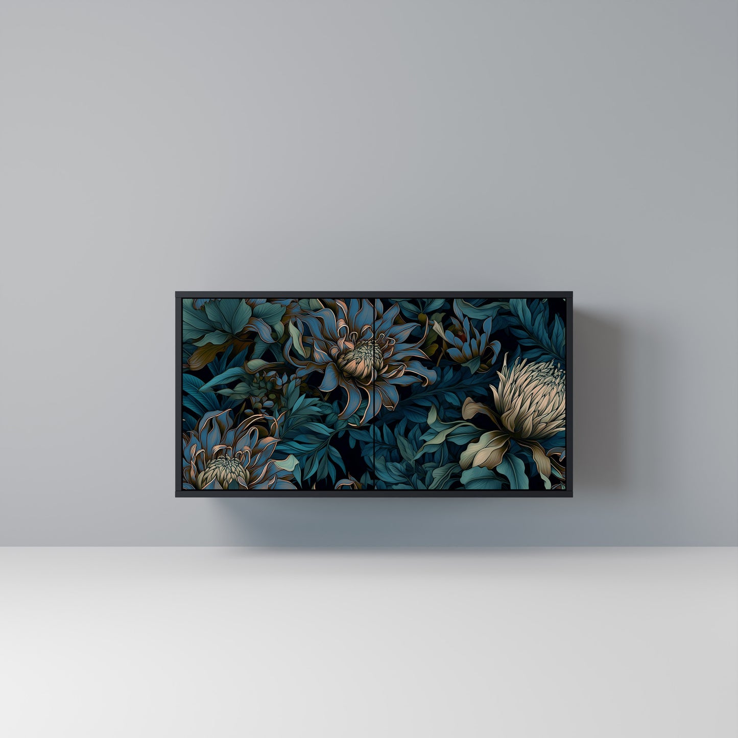 TWILIGHT BLOOM Madia a 2 Ante in Finitura Nera