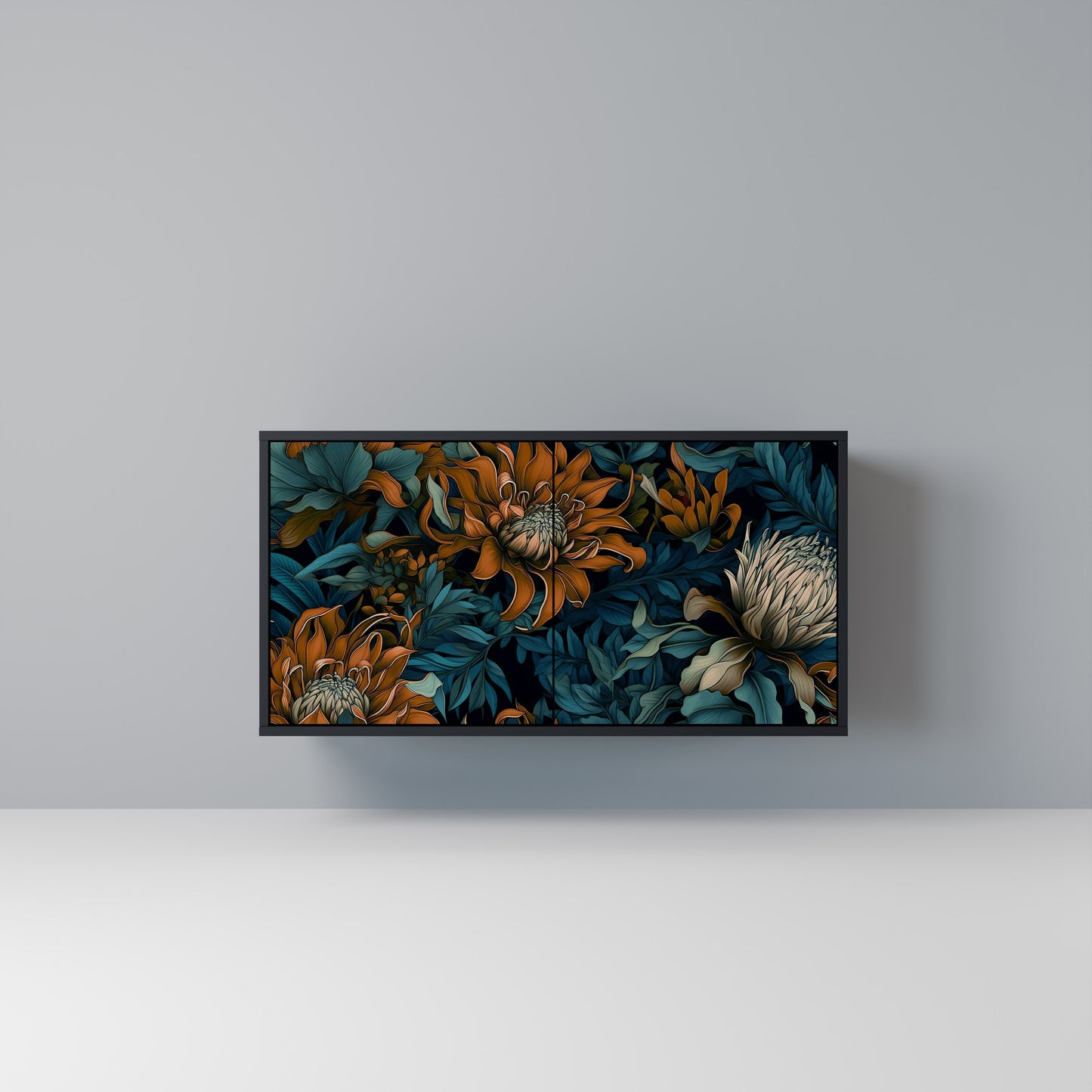 MORNING BLOOM Madia a 2 Ante in Finitura Nera