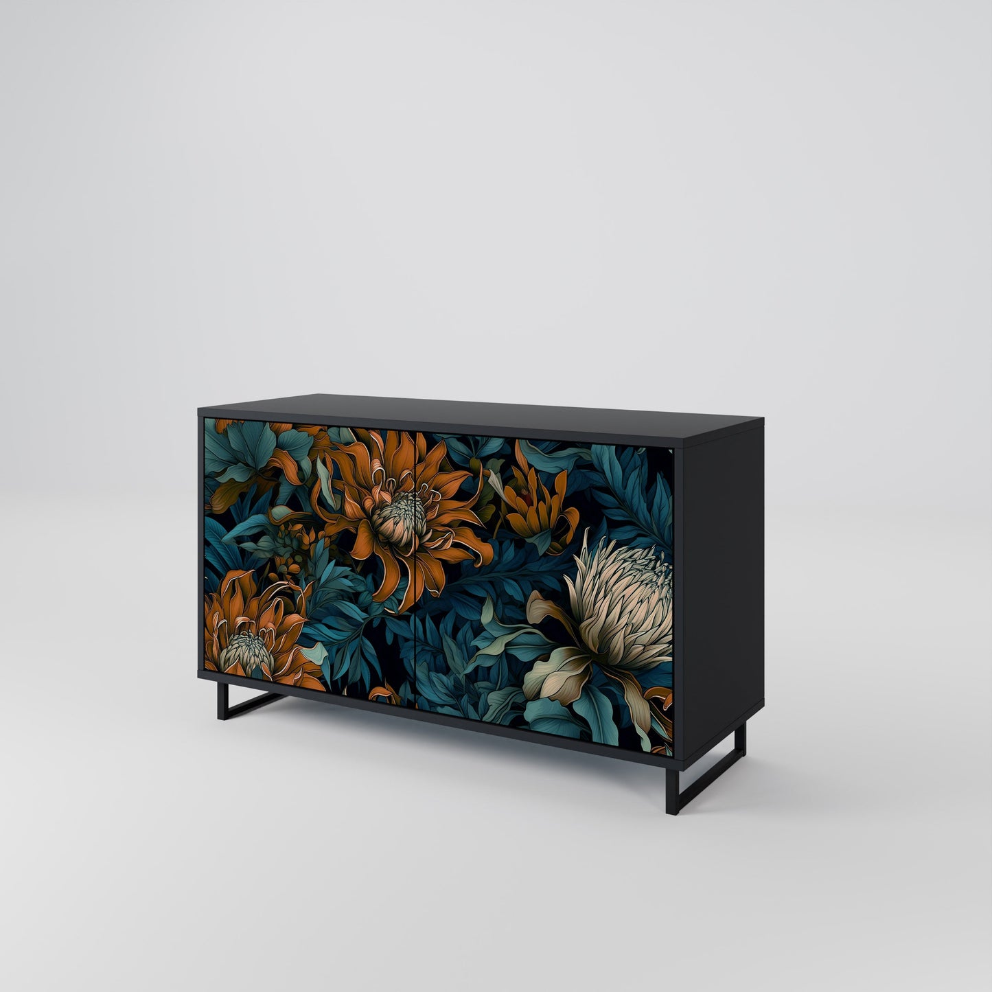 Credenza a 2 ante MORNING BLOOM in finitura nera